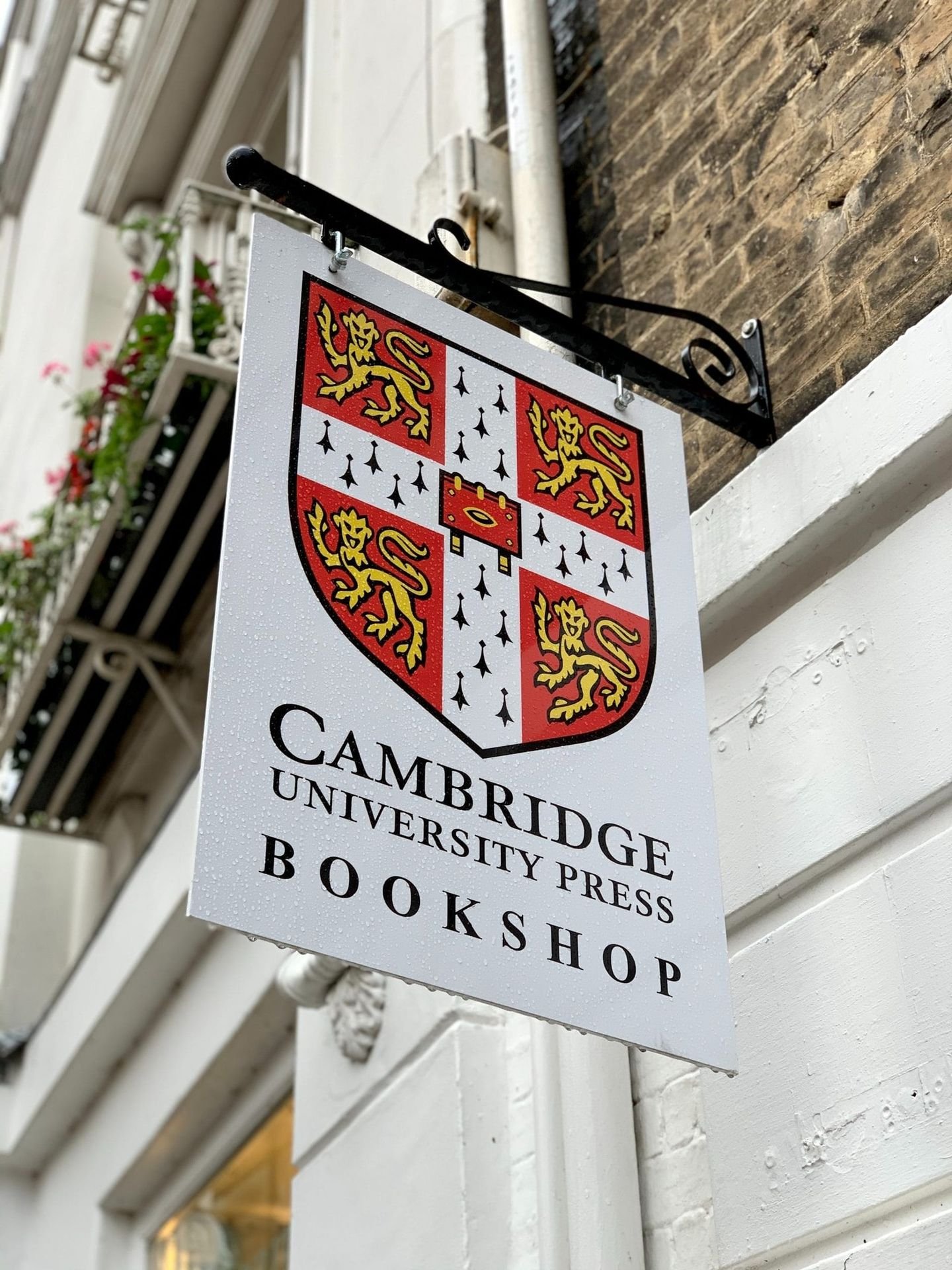 The Cambridge University Press Bookshop sign, a short walk from Christ’s College.